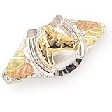 Beautifully Crafted Diamond-cut Sterling-silver Yellow-gold Black Hills Gold Women's Horseshoe Ring