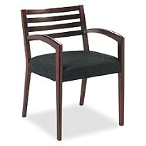 Cambia&trade; 2160 Series Arch Arm Reception Chair, Raven, Mahogany Finish (HON2165NBE11) Category: Guest and Side Chairs
