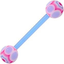 Bioplast Blue Pink Marracas Barbell Tongue Ring
