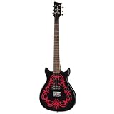 First Act ME455 Designer Electric Guitar,Black with Red Accent Tribal Pattern