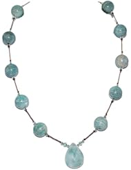 Tanias Treasures Jewelry "Mint Chip" Chunky Necklace, Blue Amazonite, .925 Sterling Silver, 21"