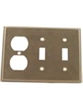 Leviton 84021-40 3-Gang 2-Toggle 1-Duplex Device Combination Wallplate, Standard Size, Device Mount, Stainless Steel