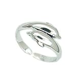 .925 Sterling Silver Toe Ring with Two Dolphins