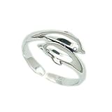 .925 Sterling Silver Toe Ring with Two Dolphins