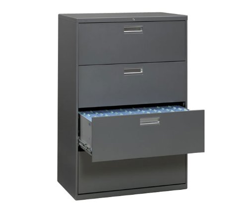 Black HON 600 Series 36 4 Drawer Lateral Metal Filing Cabinet with Locks