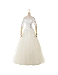 Bateau Neck Elbow Length Sleeves Organza/Tulle 2015 Lace-Up Applique Beaded   Ball Gown  Dress