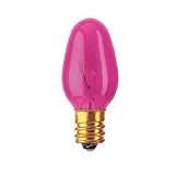 Bulbrite 5C7TP 7W C7 Christmas Light, Transparent Pink