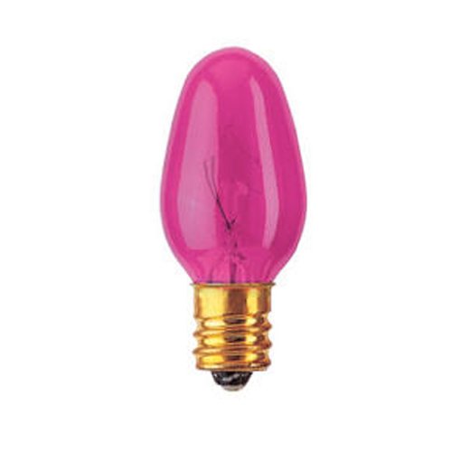 Bulbrite 5C7TP 7W C7 Christmas Light, Transparent Pink