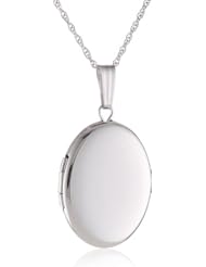 14k Gold Polished Oval Locket Necklace, 18"