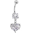 Clear Scintillating Heart Cubic Zirconia Belly Ring