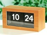 infactory Retro-Uhr mit Klappziffern & Holz-Design-Geh&auml;use