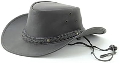 Lucky Trails Men's Braided Band w/Concho and Studs Smooth Leather Cowboy Hat (Small, Black)