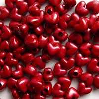 Red Pearl Heart Shaped Pony Beads 100pc