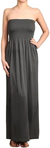 Women's Seamless Strapless Long Maxi Dress for Women Tube Bandeau One Size Dress Grey One Size