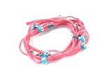 Pink Suede Kabbalah String Bracelet with Lucky Eyes