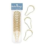 Aqualona Roller Rings, 12 Shower curtain Hooks; Gold!