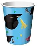 Cap Toss Graduation 7 oz Hot/Cold Paper Cups 8 Per Pack
