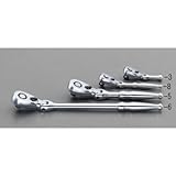 エスコ 3/8"sqショートラチェットハンドル(首振タイプ) EA618PA-8