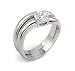 Sterling Silver Curved Line CZ Wedding Band Set