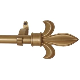 Window Curtain Rod Drapery Rod 28 Inch - 48 Inch Fleur De Lis Gold by BackyardBargain LLC
