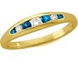 14K Yellow Gold Sapphire Anniversary Band with Diamonds
