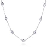 Sterling Silver Cubic Zirconia Stations Necklace 17