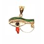 18K Egyptian Jewelry Pendants - Eye of Horus with Malkhait, Coral and Mother of Pearl