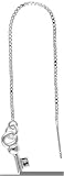Sterling Silver Italian Threader Earrings with Key drop total length 4 1/2 Long