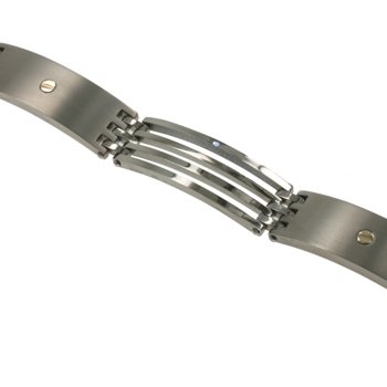 Childrens Toyshop  Jewelry : Titanium Bracelet with combination of matte and shiny polish Solid 14k gold Width: 11mm Length: 8.5" (adjustable)