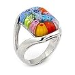 Rectangular Millefiori Prong Ring