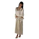 Silk Robe Bathrobe for Women - Available in White, Black, Pewter, or Pink - 100% Silk Women's Long Robe (La Perla Naturale) by TexereSilk - A Classic Gift for Women