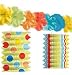 Tiki Luau Floral Party Garland with Lanterns - 12-ft
