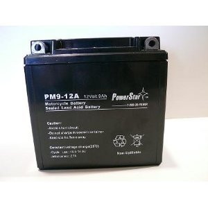 : PowerStar 9-B Battery for Yuasa-YB9-B, Yacht-CB9-B, Sears-44356, Power-Sonic-CB9-B,Napa-740-1858, Motocross-M329BY, Interstate-YB9-B. Images