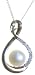 Klassischer 925 Sterling Silber Süßwasser-Perlen Damen - Anhänger + Kette mit Zirkonia Creme 8.0mm