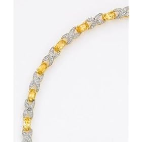 18k Gold Over Sterling Sterling Silver Citrine and Diamond Accent Bracelet by Macy's