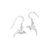 Sterling Silver Small Dolphin Earrings on French Wire
