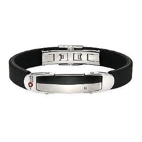 Mens Stainless Steel Bracelet w/Diamond Accent