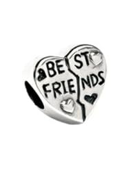 Best Friend Heart Charm in Silver for 3mm Charm Bracelets