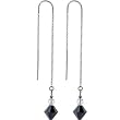 Handcrafted Silver Jet Bicone Austrian Crystal Threader Earrings MADE WITH SWAROVSKI ELEMENTS