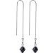 Handcrafted Silver Jet Bicone Austrian Crystal Threader Earrings MADE WITH SWAROVSKI ELEMENTS