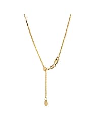 14k Italian Yellow Gold 1.00mm Adjustable Spiga Chain Necklace, 20"