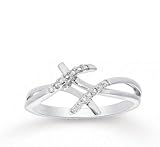 1/10 Carat Diamond 14k White Gold Abstract Fashion Ring