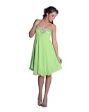 Ladies Lime Green Jeweled Top with Spaghetti Strap Dress
