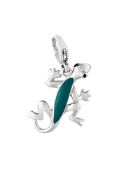 925 Sterling Silver Green & Black Enamel Lizard Charm Bead, For Chamilia, Pandora, Biagi, Personality, Reflections And More Charm Bracelets