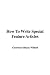 How to Write Special Feature Articles