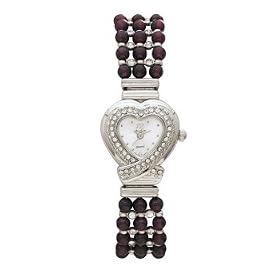 Avalon Genuine Garnet Stone Stretch Band Watch # 8403 by Avalon