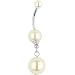 Cream Faux Pearl Drop Belly Ring