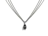 Black Drop South-Sea 9.5mm Pearl Surrounded by Pave Set Diamonds and Set on an 18K White Gold 16 Rollo Link Three Strand Necklace.