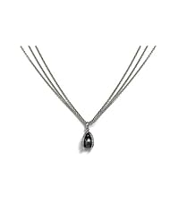 Black Drop South-Sea 9.5mm Pearl Surrounded by Pave Set Diamonds and Set on an 18K White Gold 16" Rollo Link Three Strand Necklace.