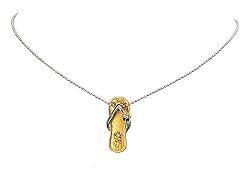 Necklace - N274 - Flip Flop Slipper ~ Gold Tone (Lg)
